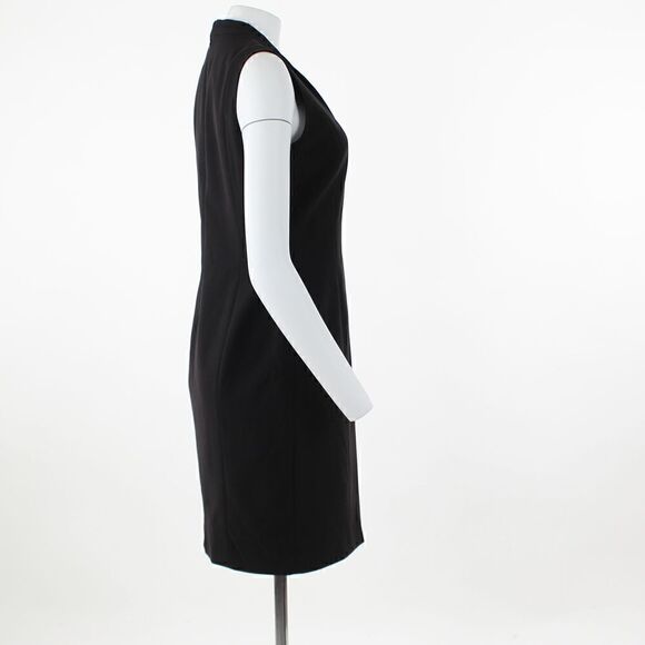 T Tahari Tonya Pleated Sleeveless V Neck Sheath Dress - Picture 5 of 5